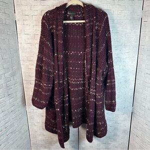 Lane Bryant Fuzzy Sweater Cardigan colorful gold flecks cozy, bohemian plus size